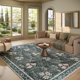 thumbnail image 4 of Alfombra Baksham 254x203 cm Verde Claro Floral Lavable, 4 of 7