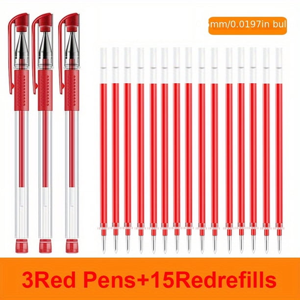 18pcs Gel Pen Set: Brighten Up Your School Supplies with 0.5mm Ballpoint Pens in Black, Blue & Red!
