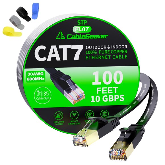 Cable de conexión Ethernet CableGeeker Cat7 blindado 30 m negro