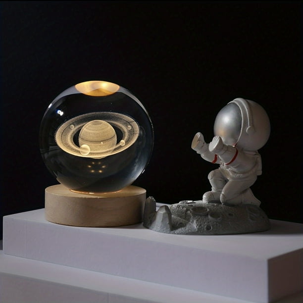 Crystal Ball Night Light Crystal Astronaut Planet Globe 3D Laser Engraved Solar System Ball