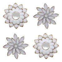 Genérico - Set 4 Espejos Y Flores De Loto Decorativos Blanco Jhn