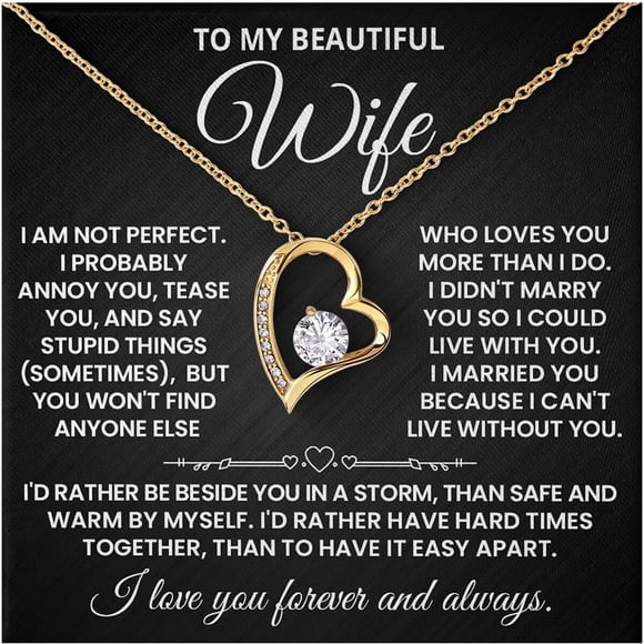 Collar para esposa de marido 14K blanco y 18K oro con CZ de 7 mm