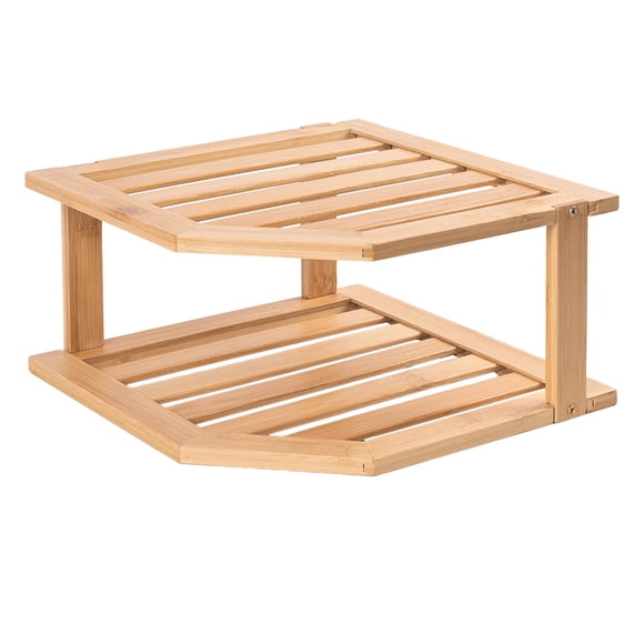 Estantería de esquina VERTORGAN de bambú de 2 niveles 25 × 25 × 14 cm