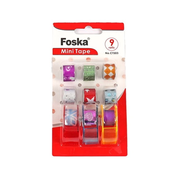 Cinta adhesiva con diseño mini washi tape 9 unidades