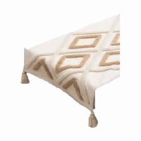 Genérico - Piecera Pie De Cama Boho Bordada Cama King Y 2 Plazas Diseño 5 Color Blanco
