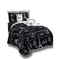 Genérico - Quilt De Verano 2 Plazas Diseño Paris Negro