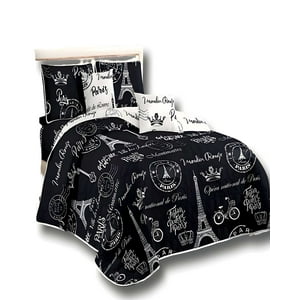 Genérico - Quilt De Verano Plaza Y Media Diseño Paris Negro