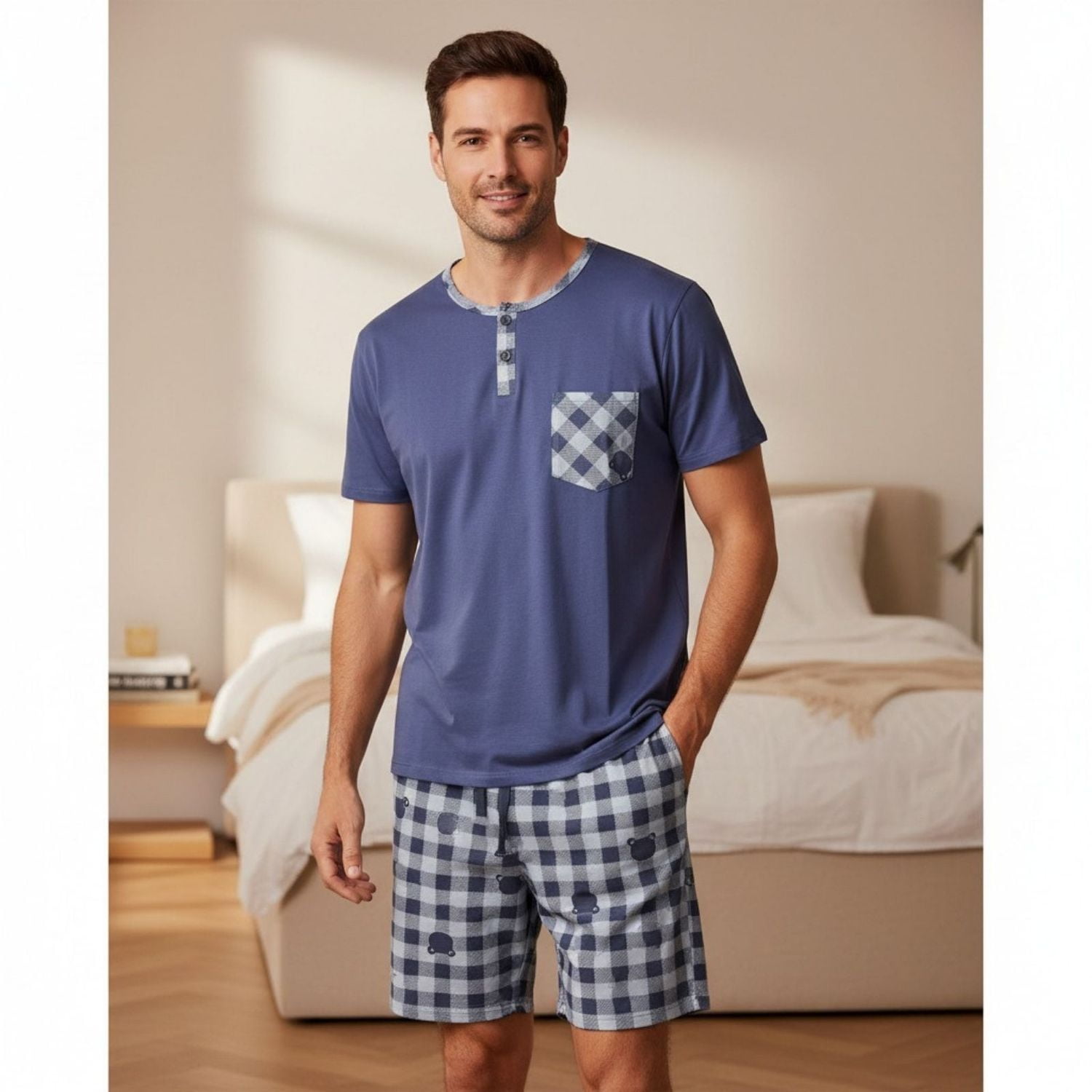 Likeshop - Pijama Hombre Verano Short Y Polera Colores 4025