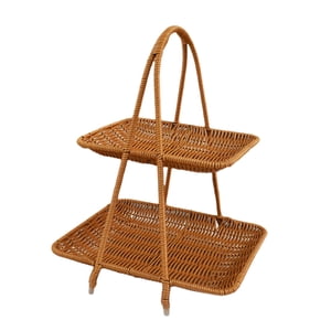 Bothyi - Cesta Para Servir Alimentos, Estante De Almacenamiento Marrón Para Botellas De Especias, Soporte Para Aperitivos De Frutas, Dos Capas