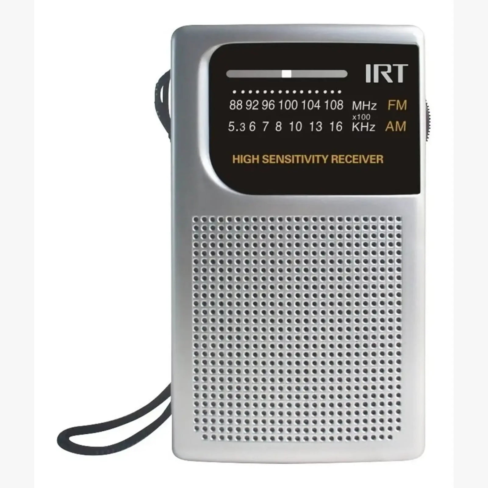 Radio A Pilas Portatil De Bolsillo Amfm Irt Plateada Color Plateado