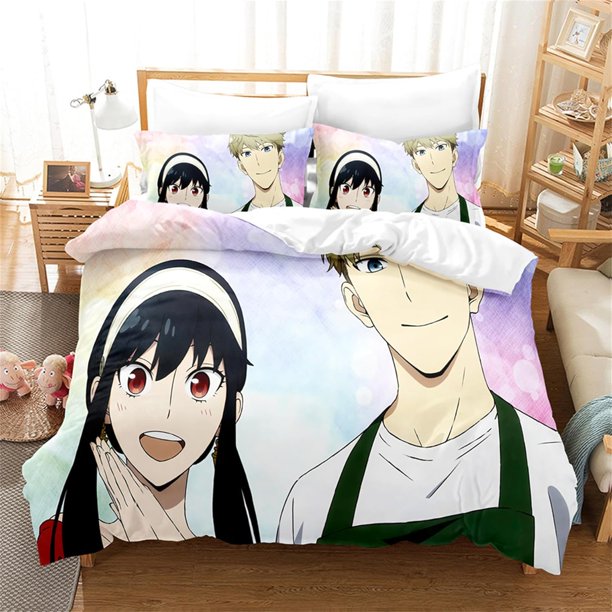 Girls SpyFamily Duvet Cover Bedding Set-3 Pieces Anime Duvet Cover Reversible Comforter Cover with Zipper Closure