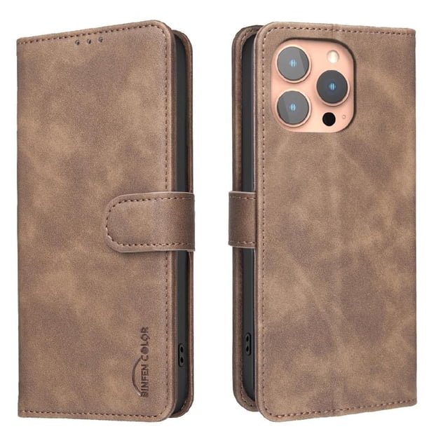 Funda Billetera para iPhone 16 PRO Protección RFID y Soporte Ajustable Marrón