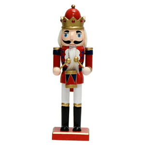 Genérico - Cascanueces Rey Tamborilero 25 Cm | Corona Dorada Y Traje Clásico Rojo