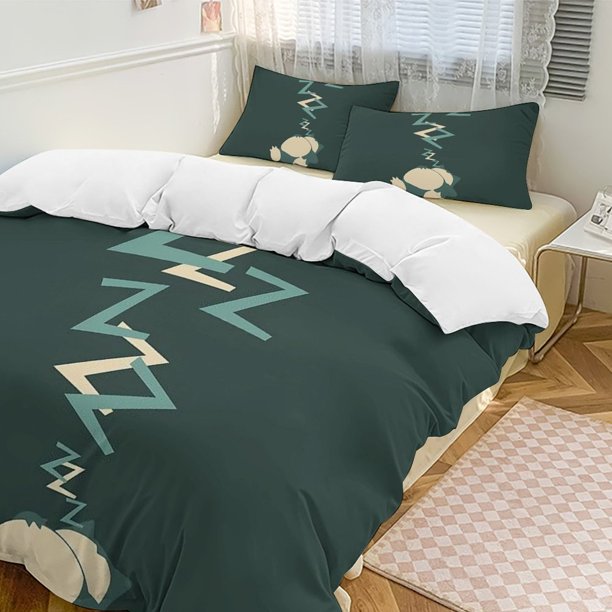 Snorlax Bed Duvet Cover Funny Anime Cartoon Bedding Sets Lightweight 3 Piece Comforter Sets