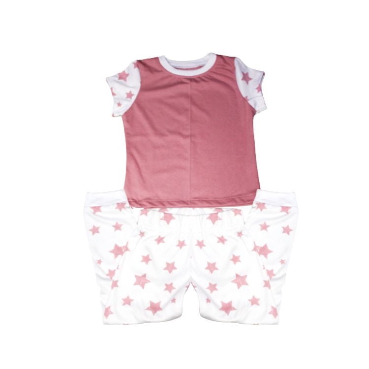 Amamantas - Pijama Estrella Algodón Natural Talla 2 Palo Rosa