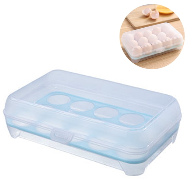 Huevera de plástico, bandeja para huevos rellenos con tapa, huevera portátil apilable para refrigerador con 15 ranuras para huevos, ideal para camping, nevera y cocina.