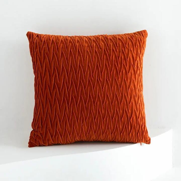 Todo Hogar Santiago De Chile - Cojín Terciopelo Con Diseño Ondas 45x45 - Naranja