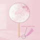 thumbnail image 1 of 1pc, Long-handled Round Silk Cloth Fan Chinese Wind Hand Fan Chinese Ancient Wind Translucent Silk Group Fan Hanfu Cheongsam Dress Up Accessories, 1 of 3