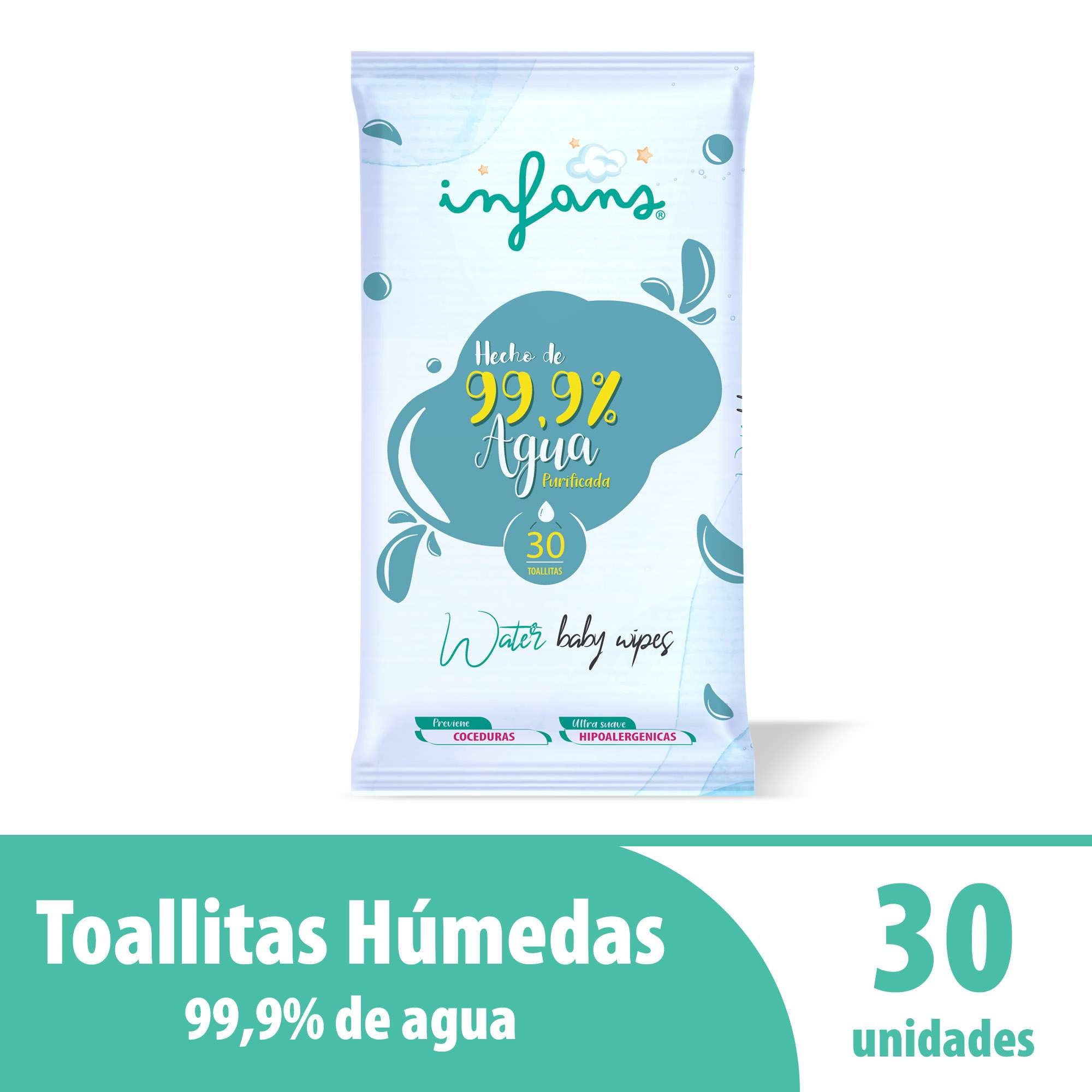 Toallitas Húmedas Water Baby, Baby Wipes 30 Un Infans