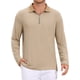 thumbnail image 1 of INSPIRE CHIC Camisas Polo Texturizadas para Hombre de Manga Larga con Cremallera Cuarto para Golf Talla S Caqui, 1 of 6