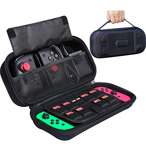 Butterfox Extra Large Switch Case Para Nintendo Switch, Se Adapta A Hori Split Pad Pro O Nintendo Pro Controller, Adaptador De Ca De Cargador De Pared, 8 Soportes Para Tarjetas De Juego - Negro