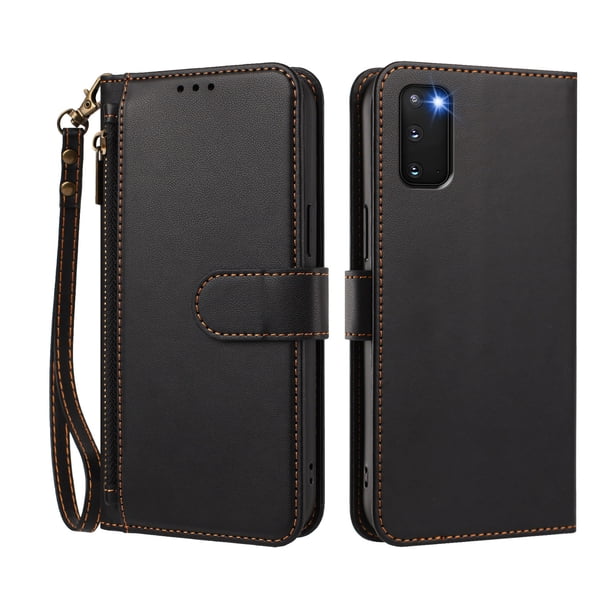 Funda Tipo Billetera para samsung galaxy S20 con Soporte y Bolsillo con Cierre Negro