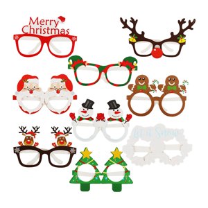 Bothyi - 9X Adornos De Gafas De Muñeco De Nieve De Papá Noel, Gafas Divertidas Creativas, Marco De Gafas De Navidad