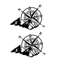 Magideal - Pegatina Universal Para Coche, Brújula Con Montaña, Calcomanía Impermeable Para Capó, Pared, Furgoneta, Puerta Lateral, Suv, 2 Uds. , Negro