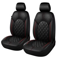 Fundas Para Asientos De Coche Caromop Luxury, Juego Frontal De Piel Sintética, Negro/Rojo