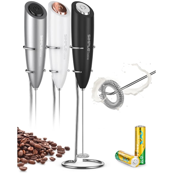 Espumador de leche eléctrico portátil SimpleTaste con batidor de acero inoxidable