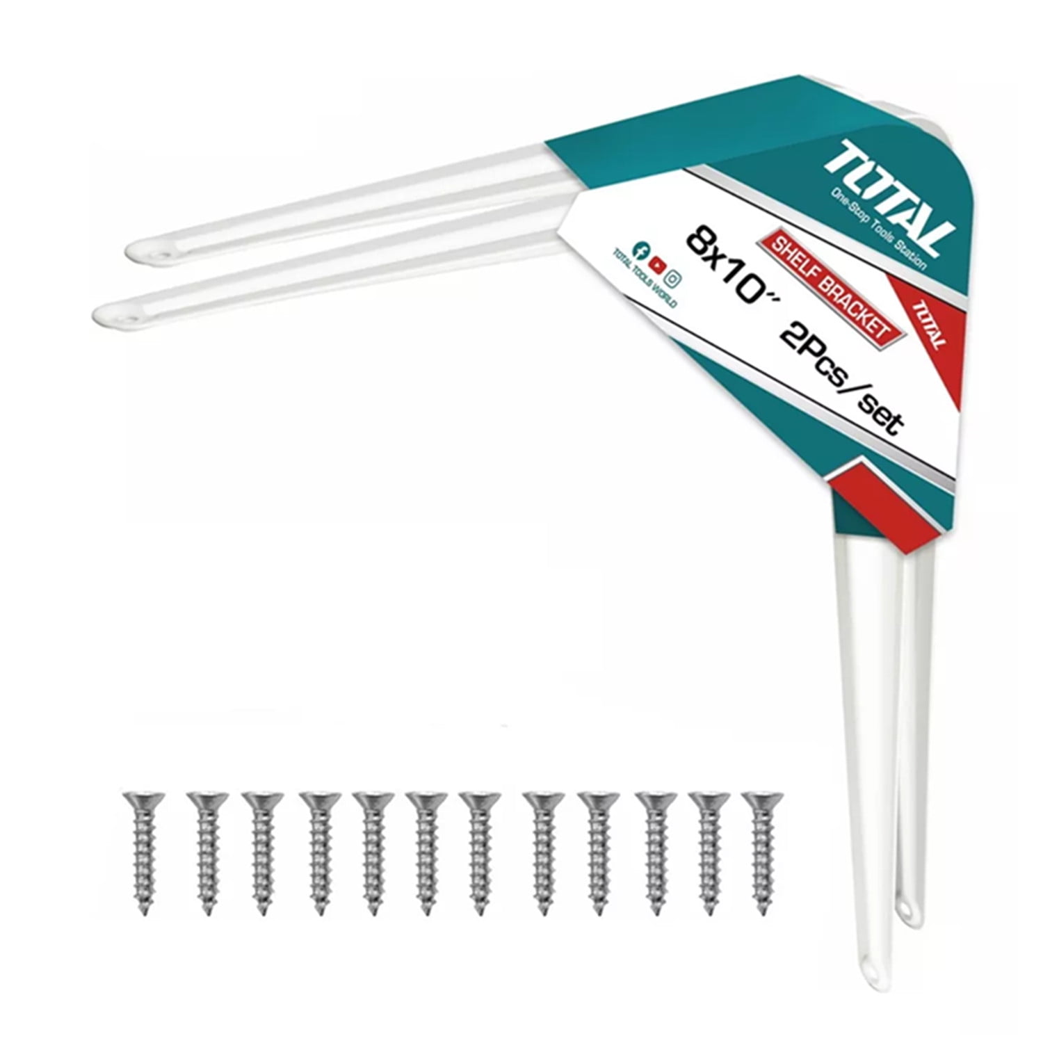 Total Tools - Soporte Escuadra Para Repisa Estante 8''x10'' 2 Unds Total