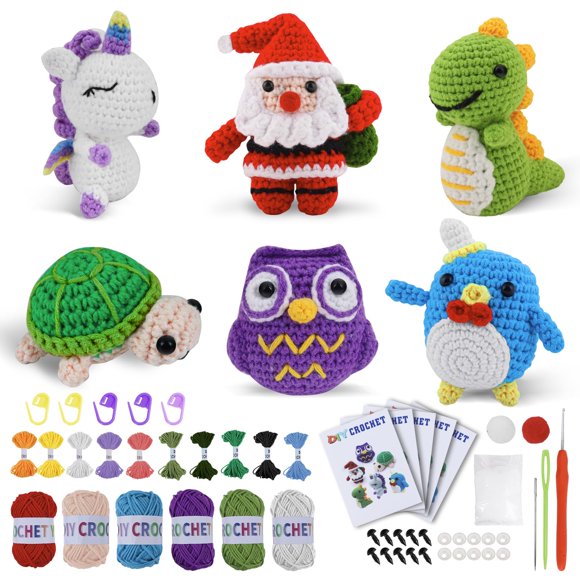 Kit de ganchillo Tintinadv para principiantes con hilo Easy Peasy, 6 unidades