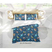 Milsleep - 3D Cartoon Submarino Animales Marinos Funda De Edredón Juego De Ropa De Cama Funda Nórdica