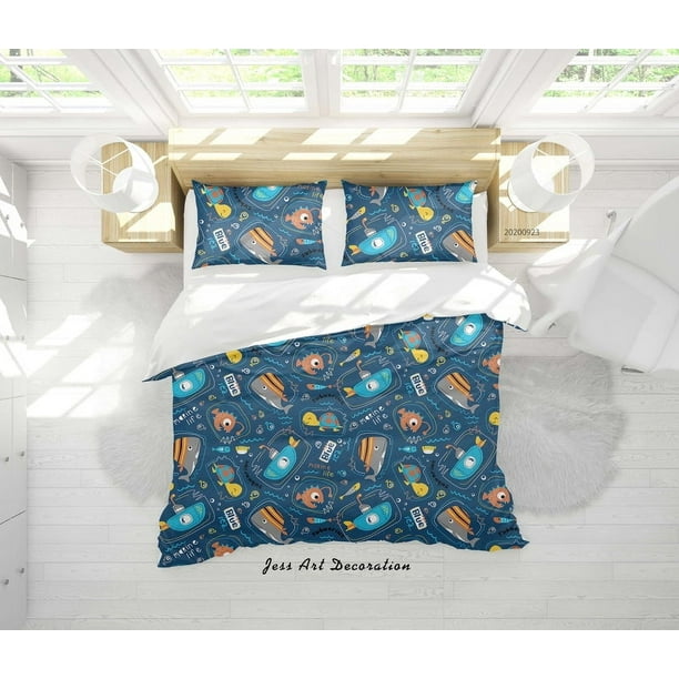 Juego De Ropa De Cama Milsleep Submarino Y Animales Marinos 3 Piezas