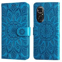 Funda Tipo Cartera Foxdock Para Honor 50 Se , Diseño Girasol En Relieve, Cuero Pu, Cierre Magnético, Soporte Y Tarjetero