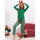 thumbnail image 2 of INSPIRE CHIC Pijamas Navidad Santa Ropa de Estar en Casa Conjunto de Pijamas Familiares de Manga Larga Tops y Pantalones [Mujeres] M Verde, 2 of 5