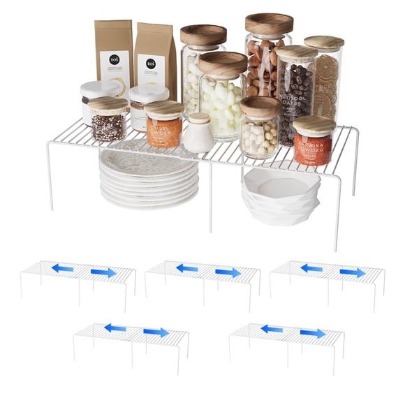 Estantería extensible DPZM 34‑58 cm L x 24 cm P x 14 cm, blanco, pack de 6