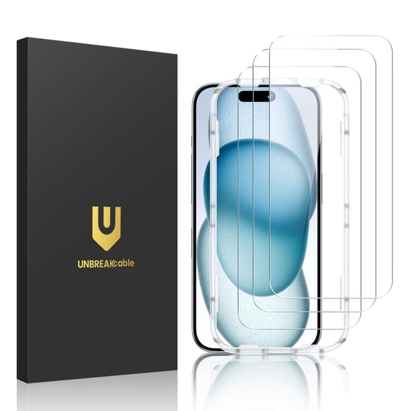 Protector de pantalla UnbreakCable para iPhone 15 de 6.1 pulgadas, paquete de 3