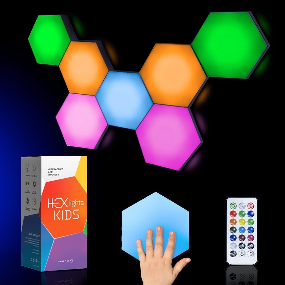 Sensory Lights Emberela Hexlights, Paquete De 7 Luces Hexagonales Táctiles