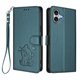 thumbnail image 1 of Funda Billetera con Relieve de Gato para iPhone 16 Plus, Verde Oscuro, 1 of 6