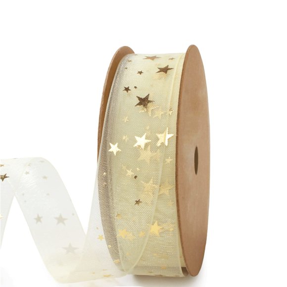 Cinta Holijolly 19 mm x 9 m Estrella Dorada Transparente