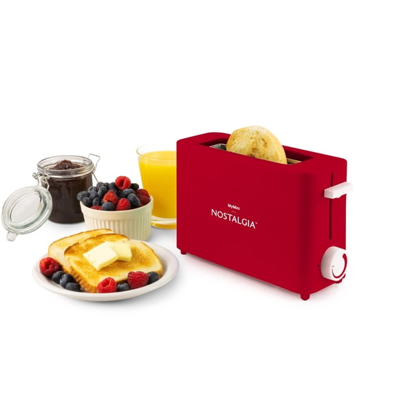 Tostadora Nostalgia MyMini Single Slice de 1,25 cm de ancho, ranura roja