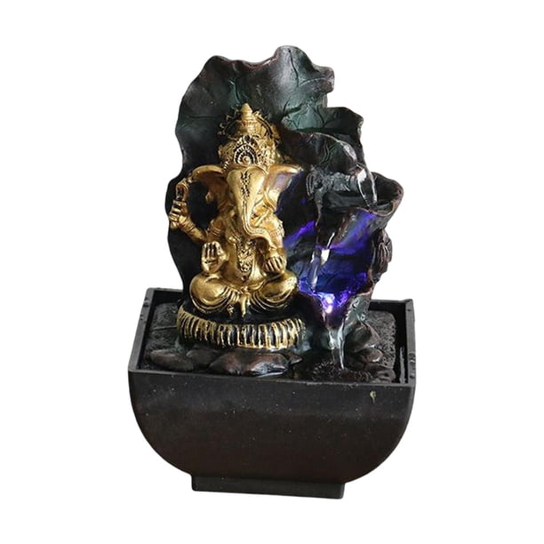 Fuente de mesa, estatuas de , figuritas de escultura de Buda con luz, Micro paisaje para sala de estar, escritorio, decoración de habitación, a 13cmx13cmx19cm