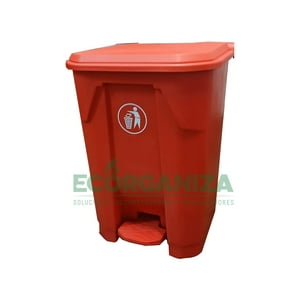Ecorganiza - Contenedor De 50 Lts Con Pedal, Color Rojo