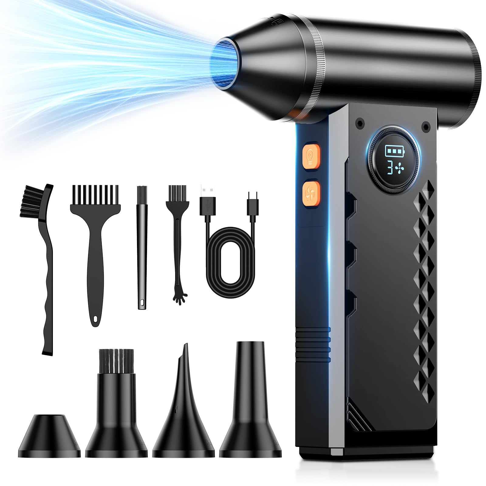 Air Duster Troizo 150.000 Rpm Eléctrico Con Led Inalámbrico De 4 Velocidades