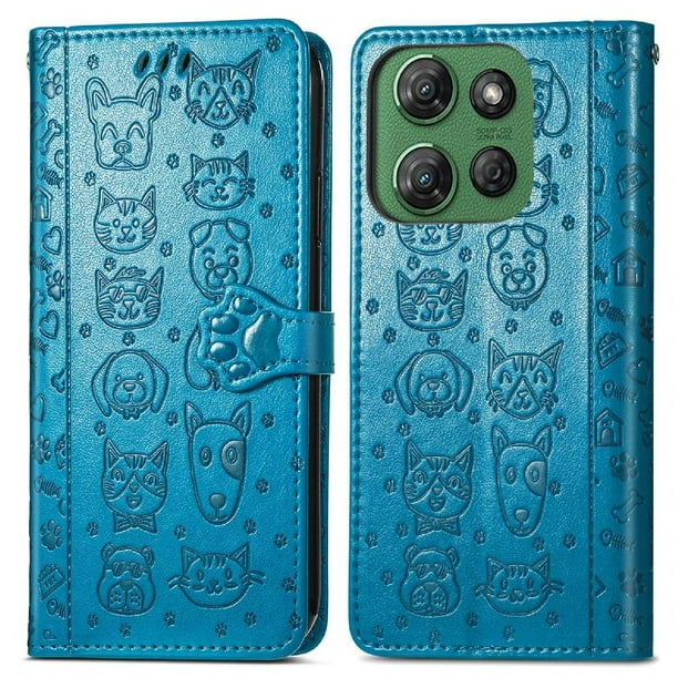 Funda Cartera FOXDOCK para Motorola Moto G Power 2025 , Flip PU con Relieve de Gatos y Perros, Tarjetero y Soporte