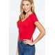 thumbnail image 4 of Saronite Top Corto Básico de Algodón con Cuello en V y Manga Corta, Rojo Intenso (para Mujer), 4 of 4