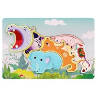 Magideal - Rompecabezas De Madera, Creatividad, Imaginación, Reconocimiento De Animales, Juguete Montessori, Habilidad Fina Para Edades De 2, 3 Y 4 Años, , Hipopótamo