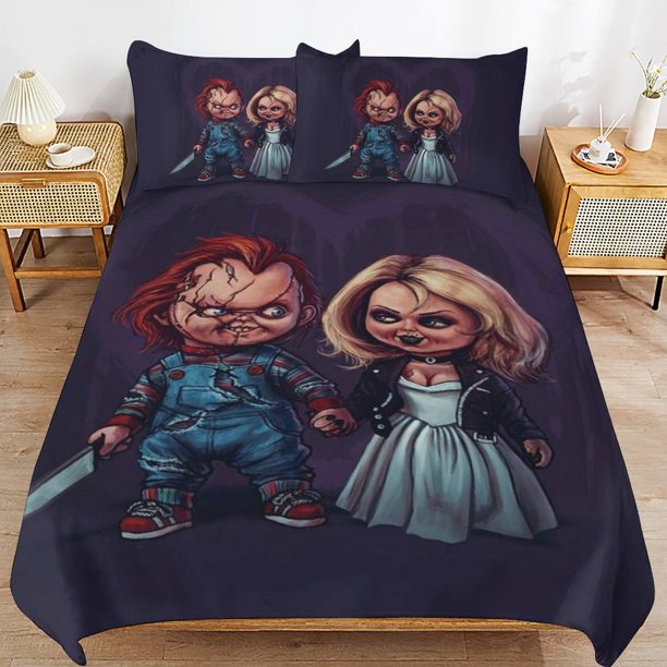 Bride of Chucky Duvet Cover Set 3 Piece Bedding Set Double Sided Printing Decorative Comforter Cover Set