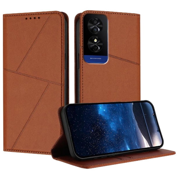 Funda Cartera Magnética para TCL 50 Protección Antichoque con Ranuras Marrón